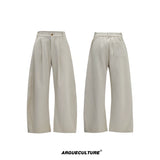 Cropped Stand-Collar Cotton-Wool Jacket Set - Khaki Pants