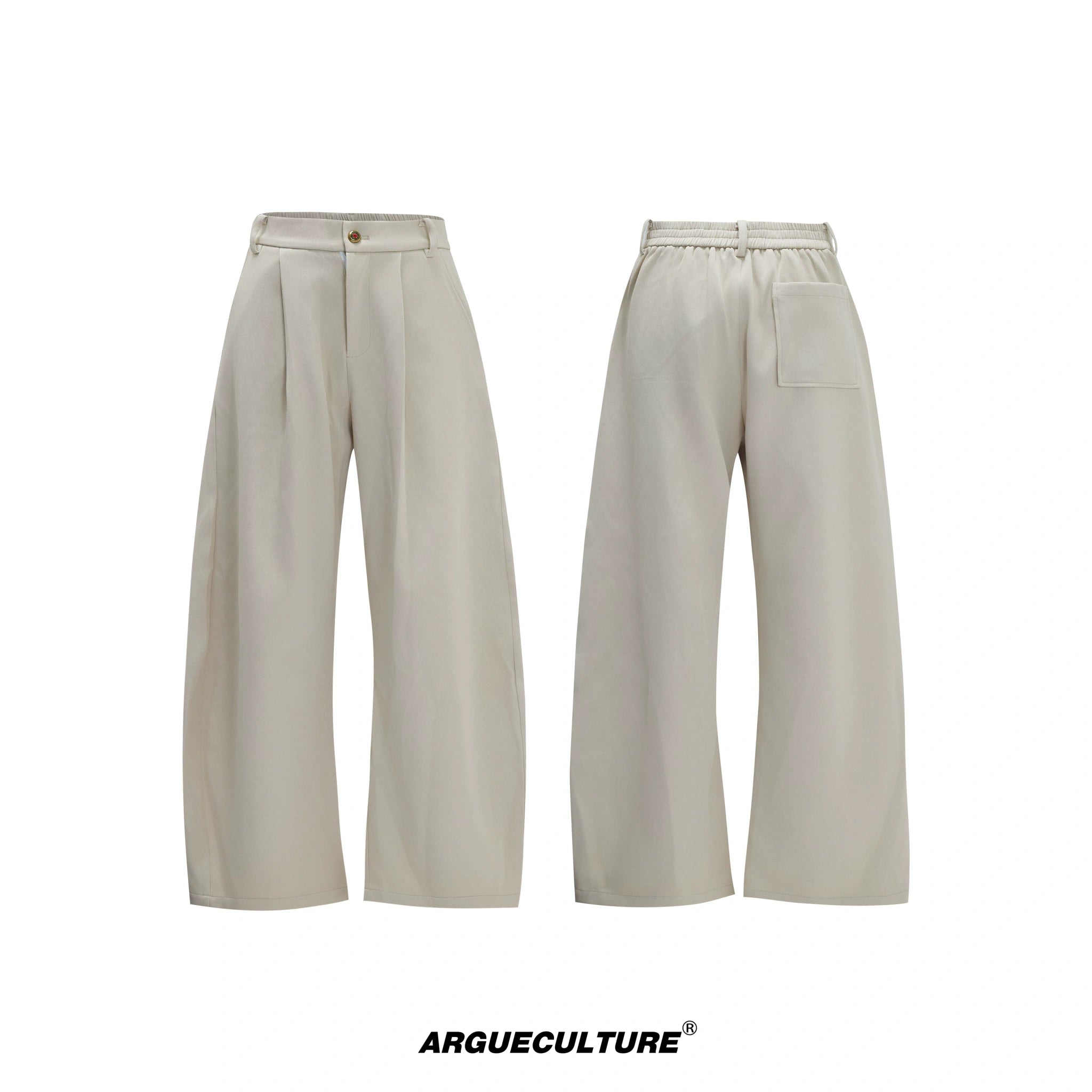 Cropped Stand-Collar Cotton-Wool Jacket Set - Khaki Pants