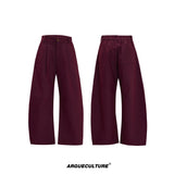 Cropped Stand-Collar Cotton-Wool Jacket Set - Red Pants