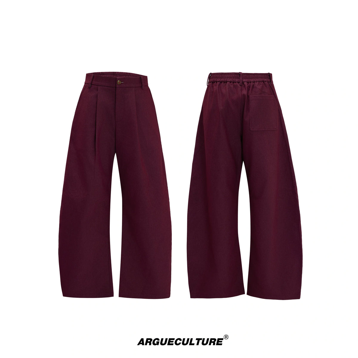 Cropped Stand-Collar Cotton-Wool Jacket Set - Red Pants