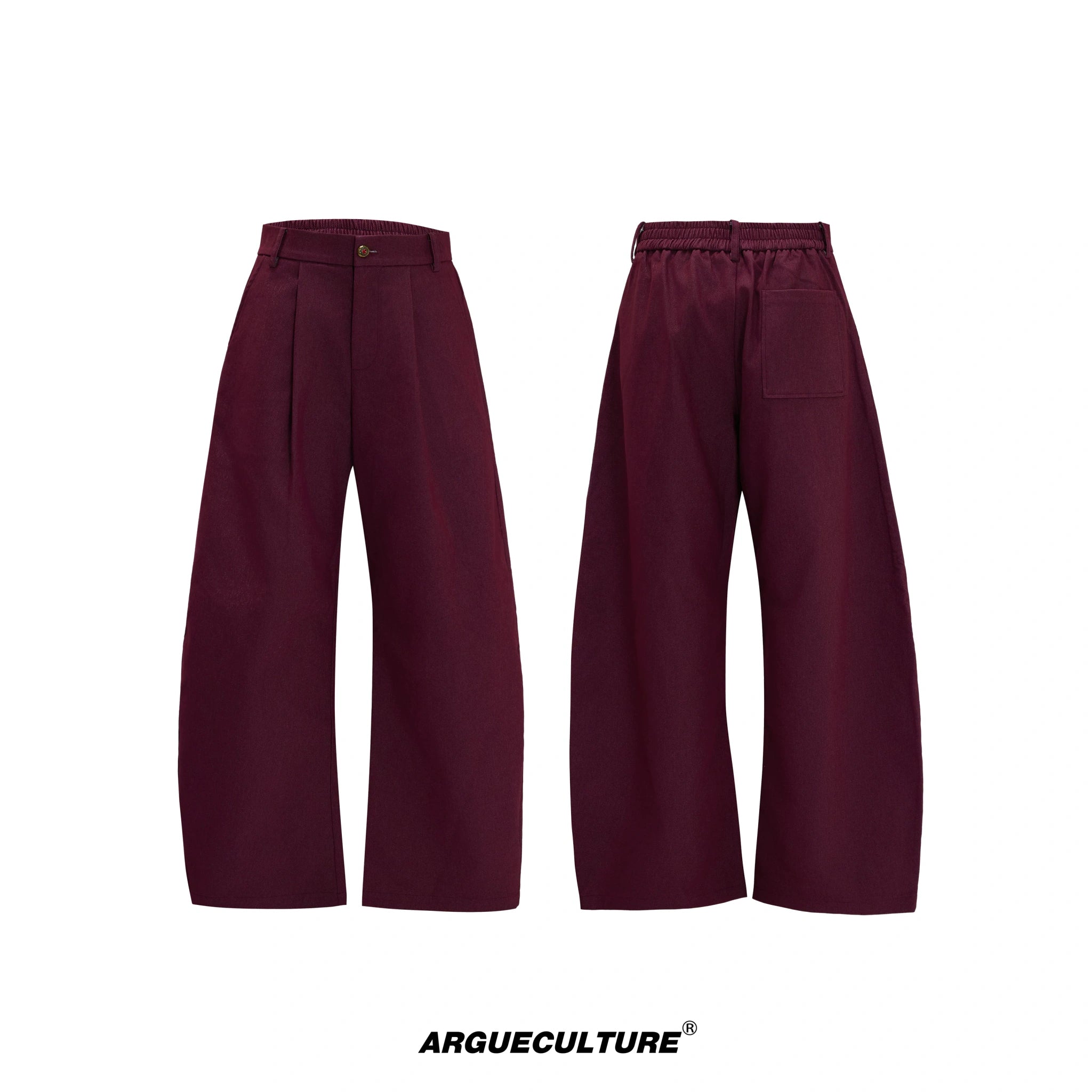 Cropped Stand-Collar Cotton-Wool Jacket Set - Red Pants