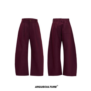 Cropped Stand-Collar Cotton-Wool Jacket Set - Red Pants