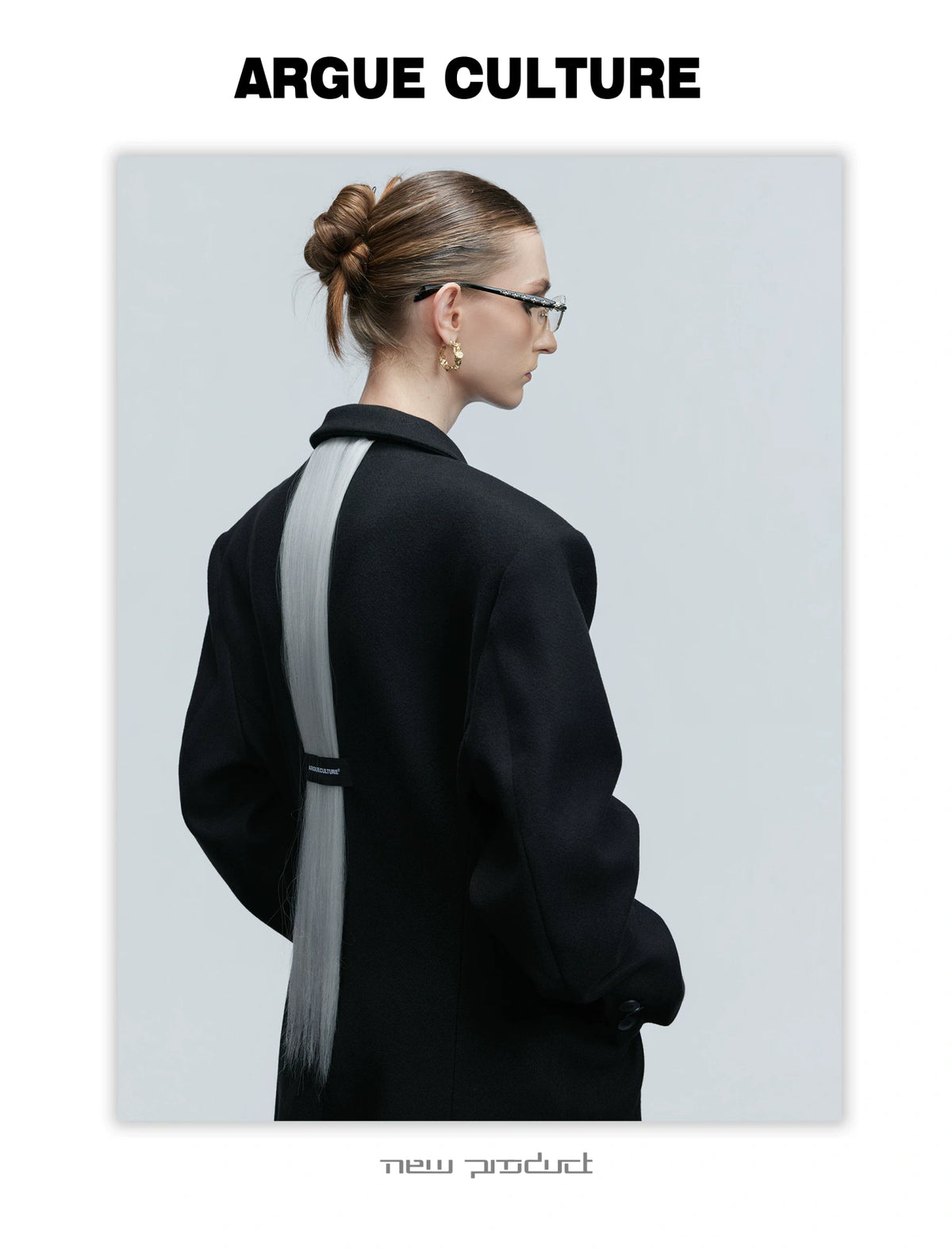 Black Asymmetric Wool-Blend Long Coat | Double-Breasted - description image 2