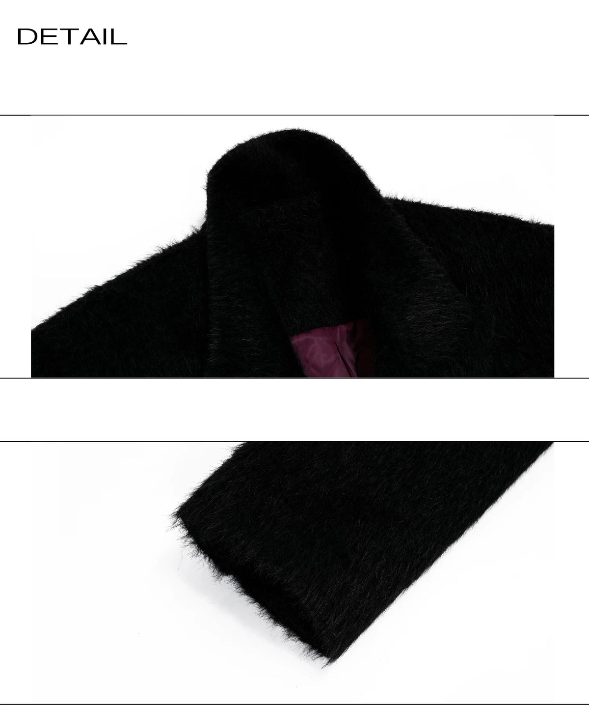 Black Asymmetric Wool-Blend Long Coat | Double-Breasted - description image 17