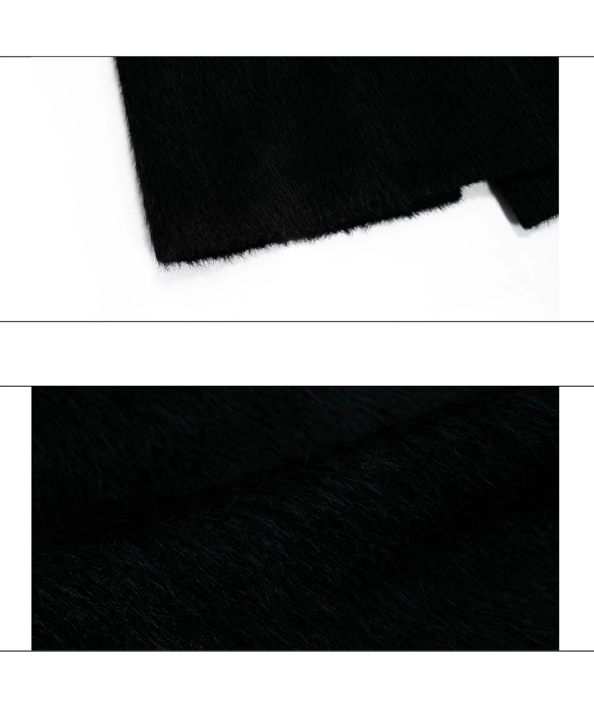 Black Asymmetric Wool-Blend Long Coat | Double-Breasted - description image 18