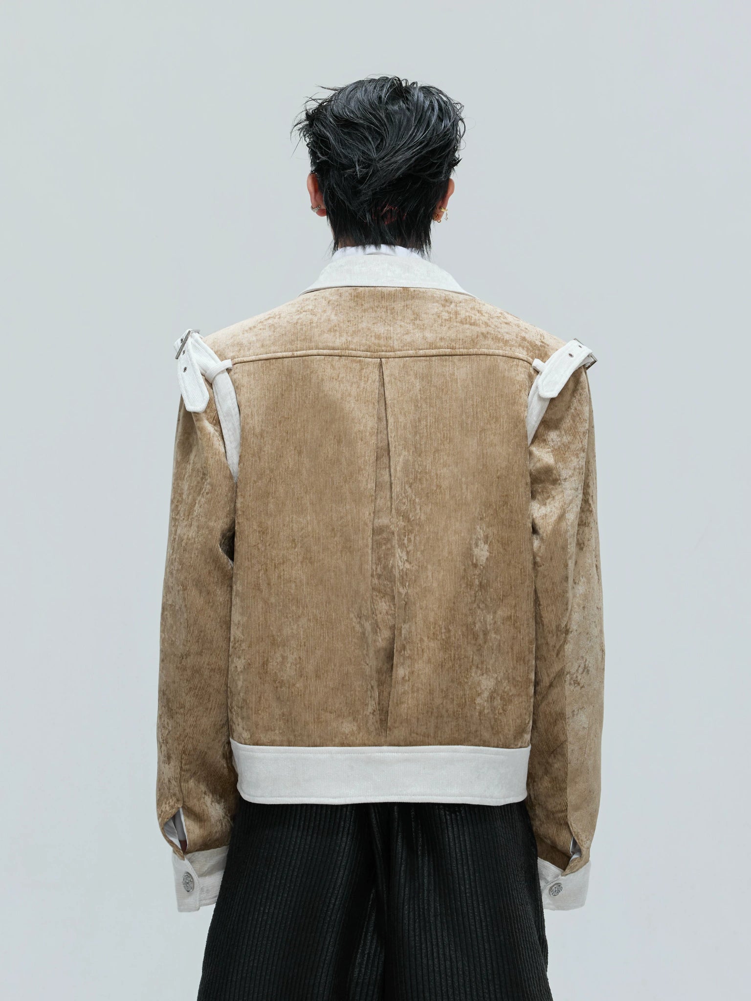 Color-Block Velvet Cropped Jacket | Unisex Streetwear - main image 4