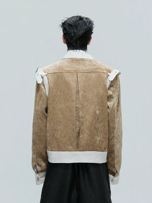 Color-Block Velvet Cropped Jacket | Unisex Streetwear - main image 4