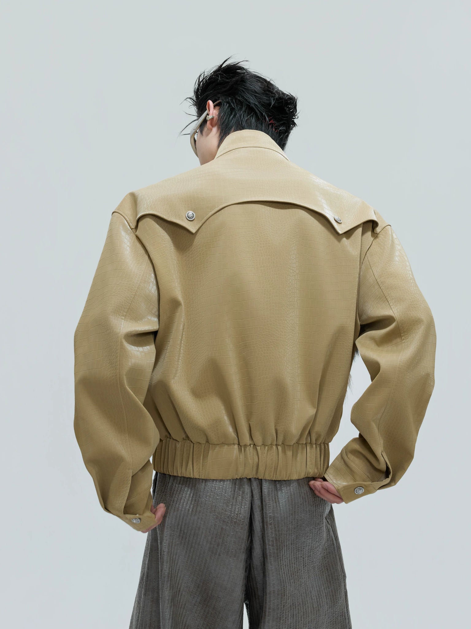 Fleece-Lined PU Faux Leather Zip Jacket With Fur Collar - main image 3