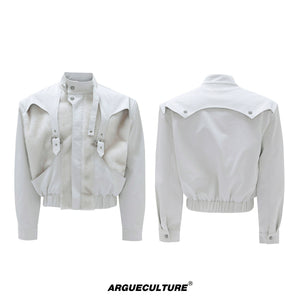 Fleece-Lined PU Faux Leather Zip Jacket With Fur Collar - White