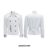 Relaxed Cotton-Linen Suiting Set with Notched Lapels - White Top