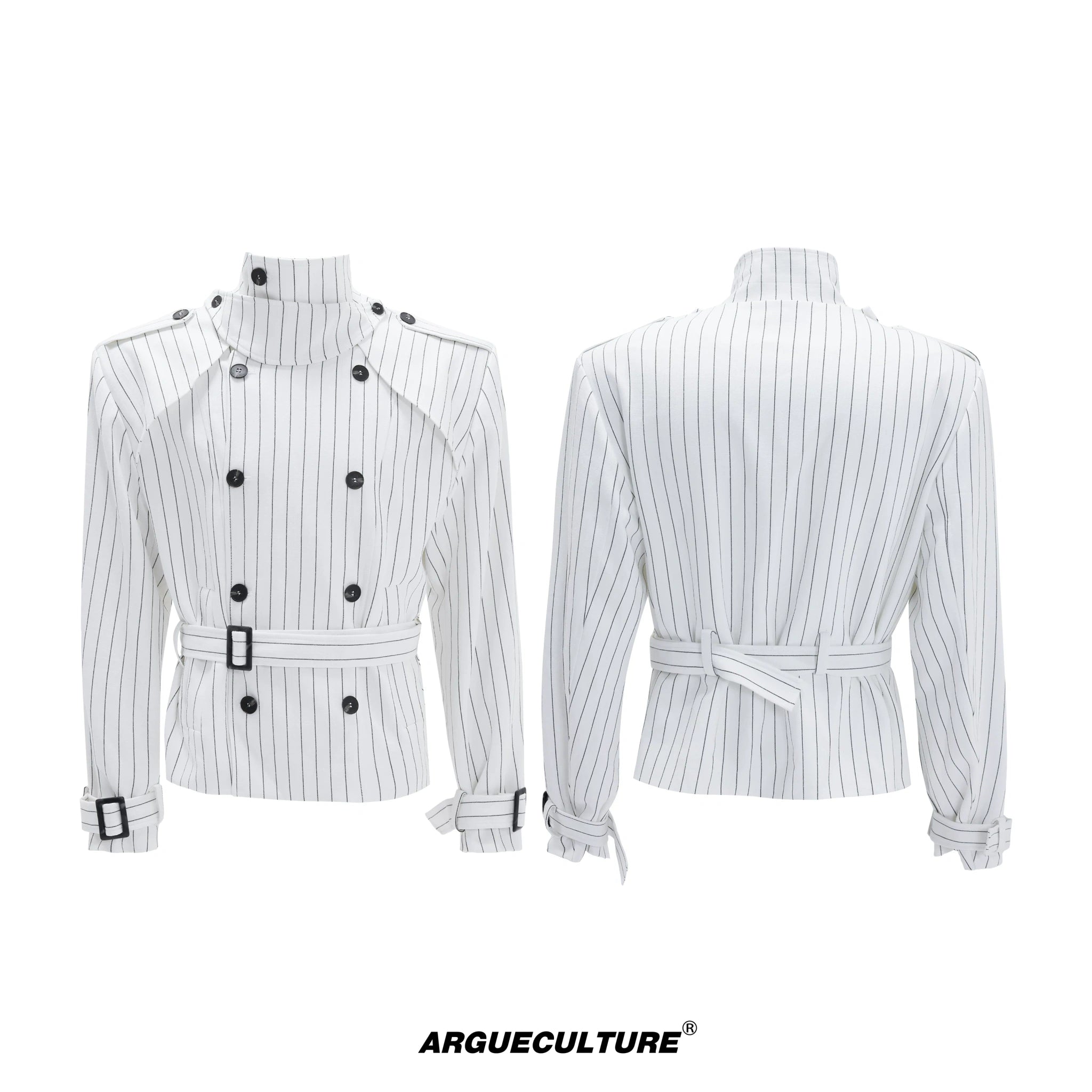Relaxed Cotton-Linen Suiting Set with Notched Lapels - White Top
