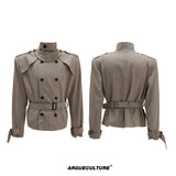 Relaxed Cotton-Linen Suiting Set with Notched Lapels - Khaki Top