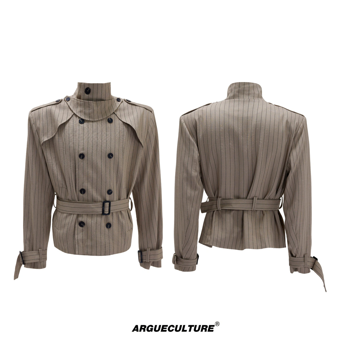 Relaxed Cotton-Linen Suiting Set with Notched Lapels - Khaki Top