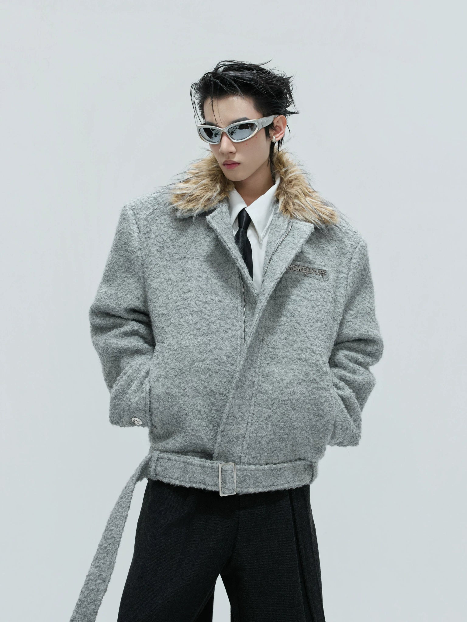 Detachable Collar Wool-Blend Padded Jacket - main image 1