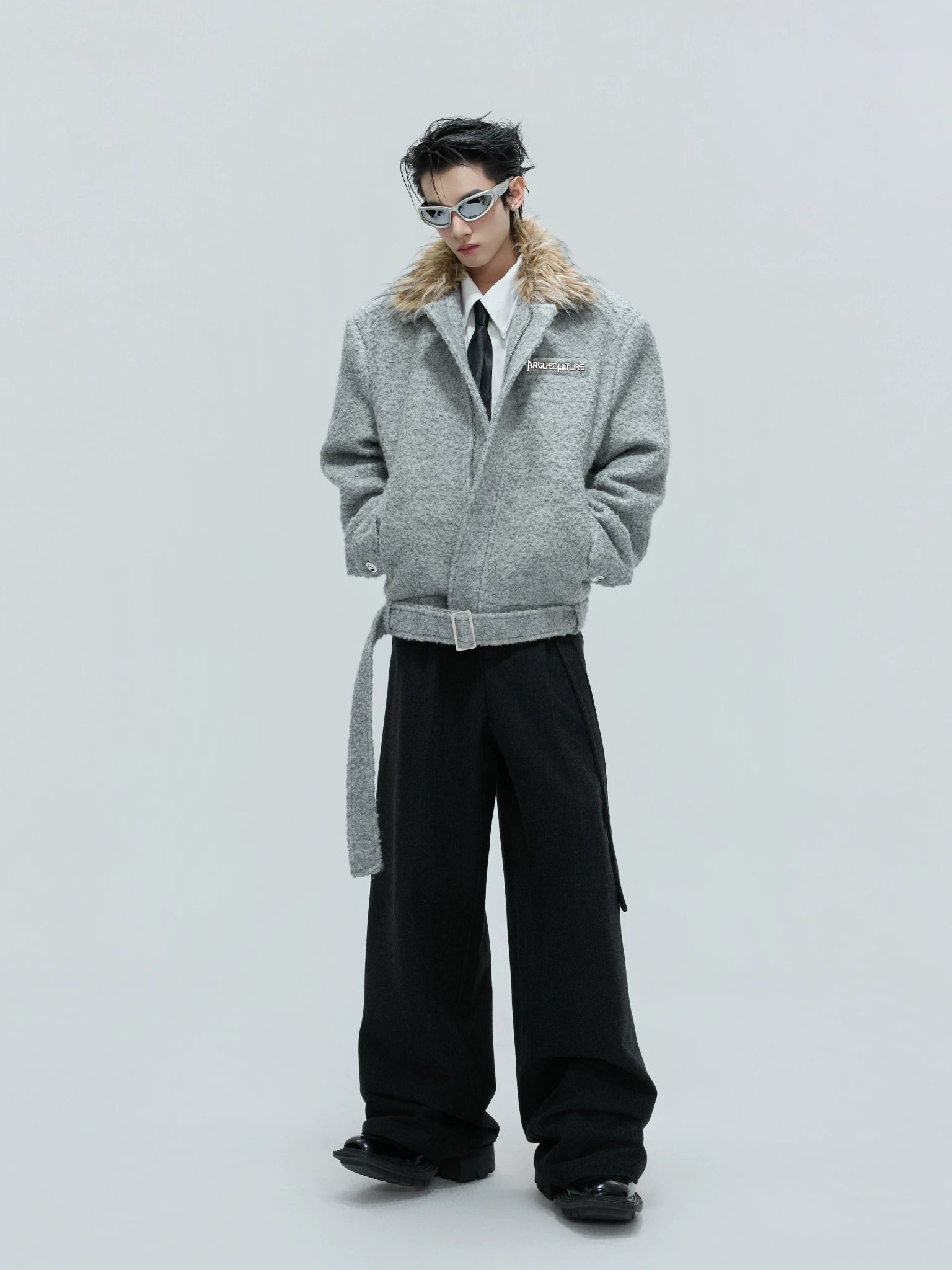 Detachable Collar Wool-Blend Padded Jacket - main image 4