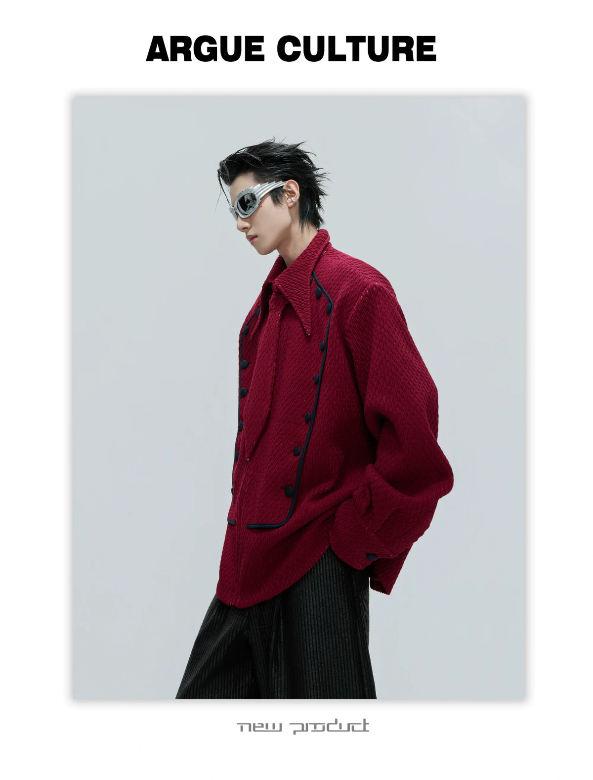 Double-Breasted Wool-Blend Jacket with Detachable Tie - description image 3