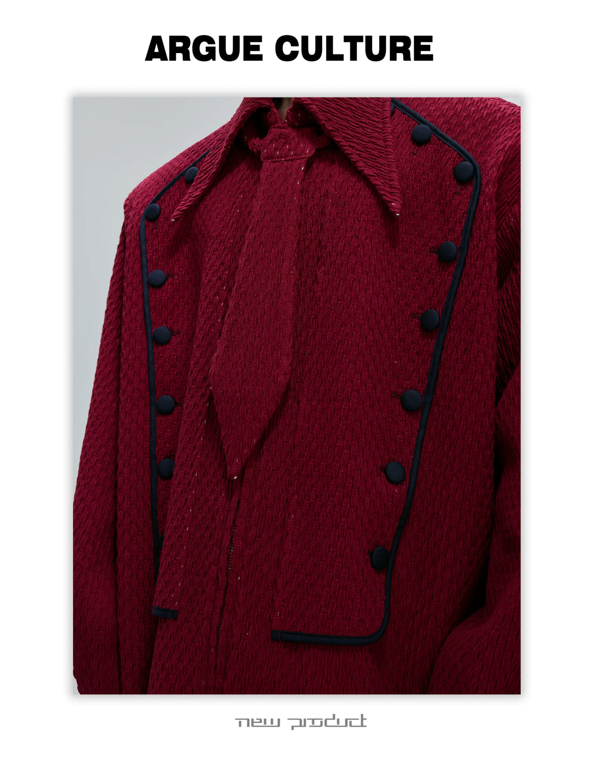 Double-Breasted Wool-Blend Jacket with Detachable Tie - description image 5