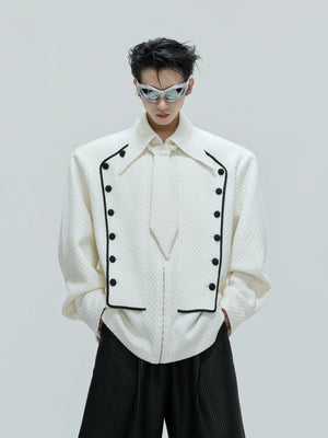 Double-Breasted Wool-Blend Jacket with Detachable Tie - main image 3
