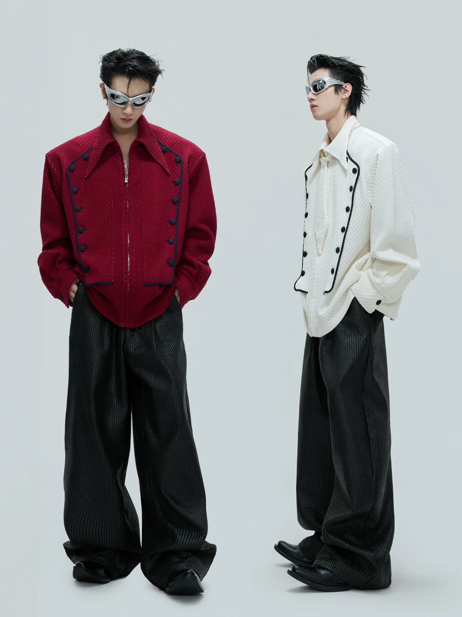 Double-Breasted Wool-Blend Jacket with Detachable Tie - main image 4
