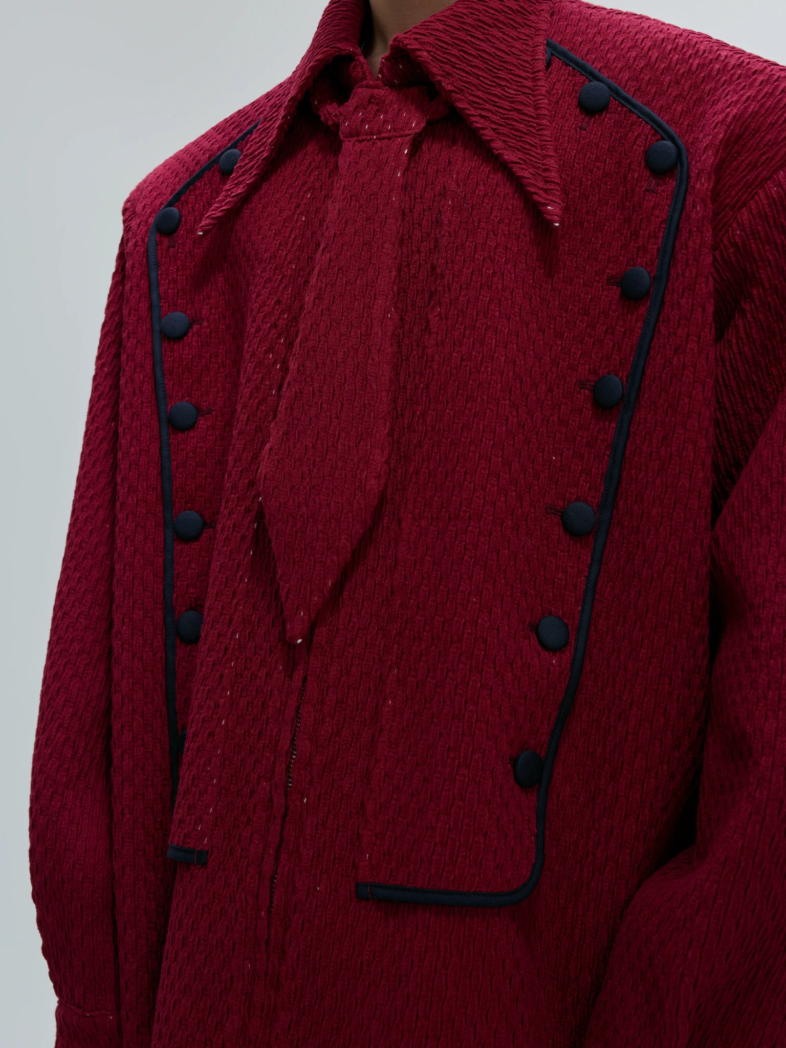Double-Breasted Wool-Blend Jacket with Detachable Tie - main image 5