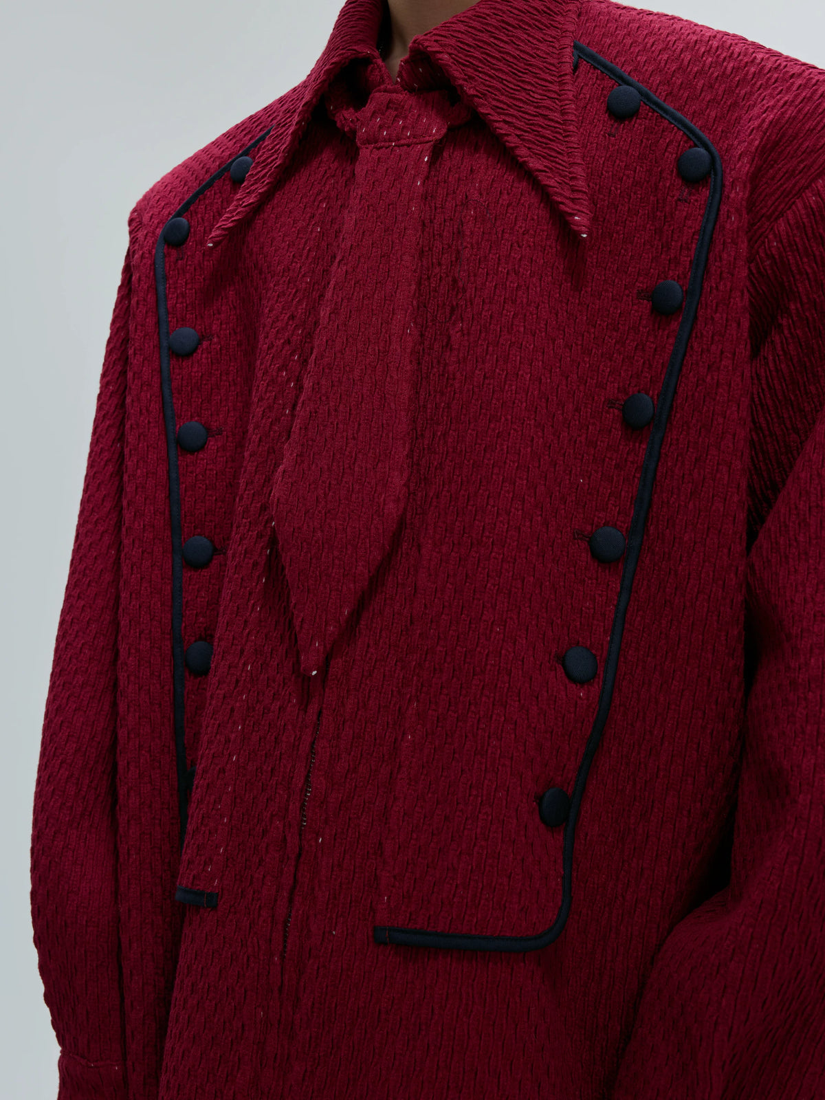 Double-Breasted Wool-Blend Jacket with Detachable Tie - main image 5
