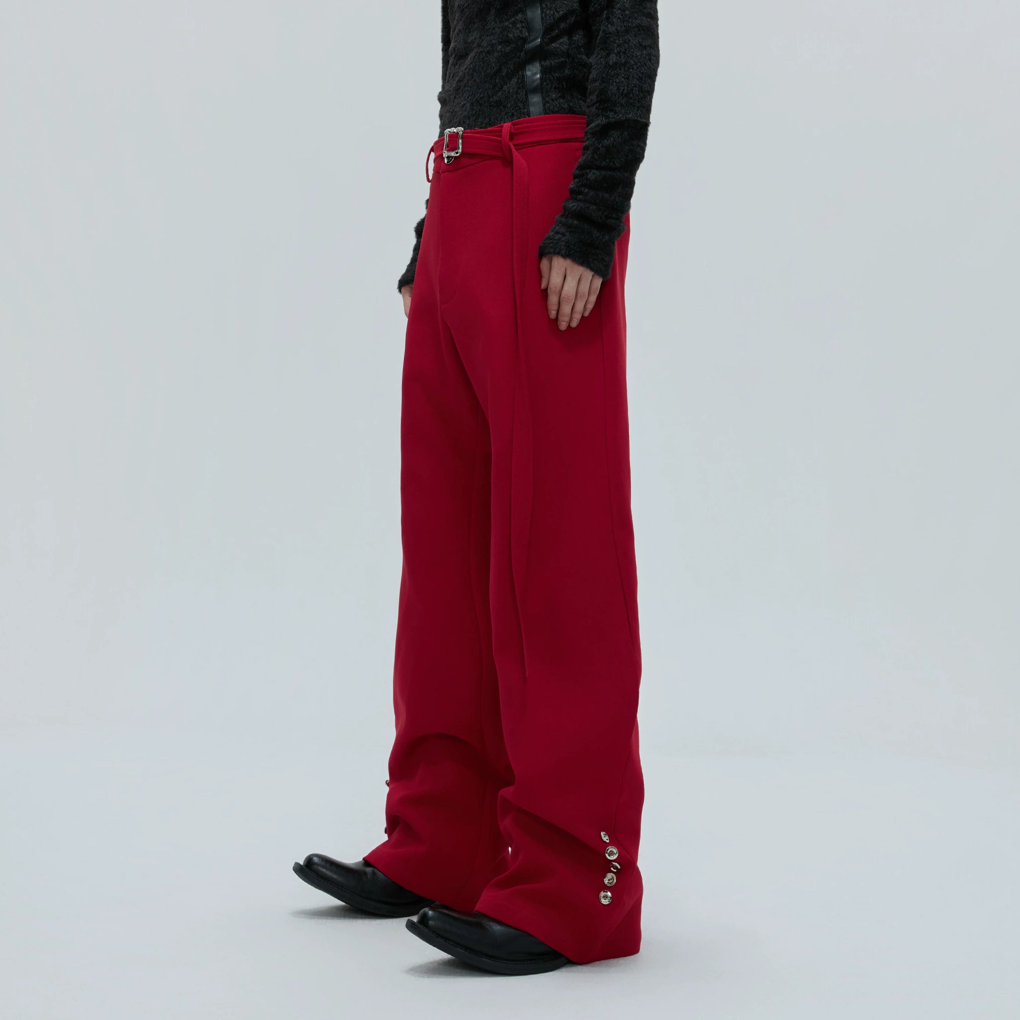 Flared Wool-Blend Trousers with Detachable Fur Waist - main image 1