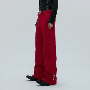 Flared Wool-Blend Trousers with Detachable Fur Waist - main image 1