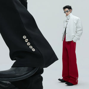 Flared Wool-Blend Trousers with Detachable Fur Waist - main image 4