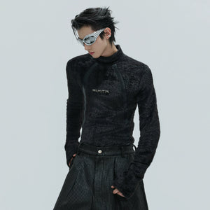 Cropped Plush Wool-Blend Turtleneck Knit Top - main image 1