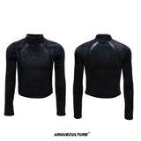 Cropped Plush Wool-Blend Turtleneck Knit Top - Black Top