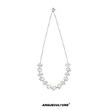 Layered Zircon Collarbone Necklace | Adjustable Silver - Silver