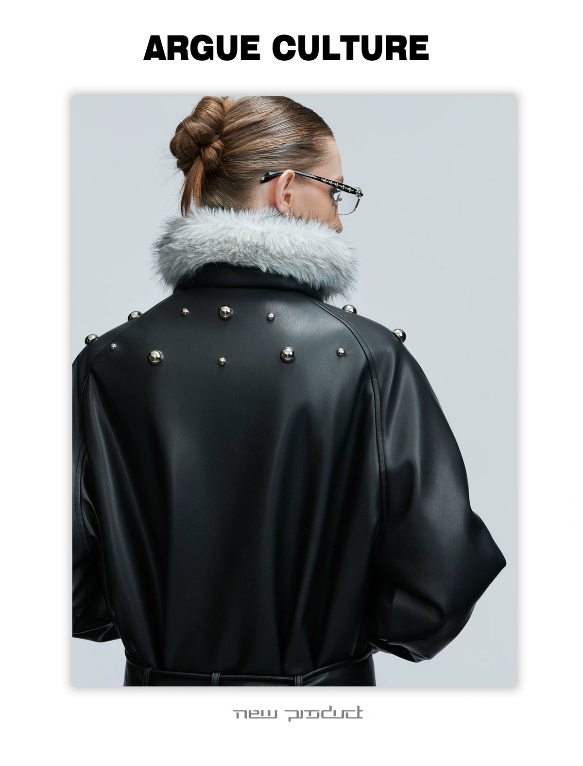 Faux Leather Fur-Collar Short Jacket | Argue Culture - description image 2