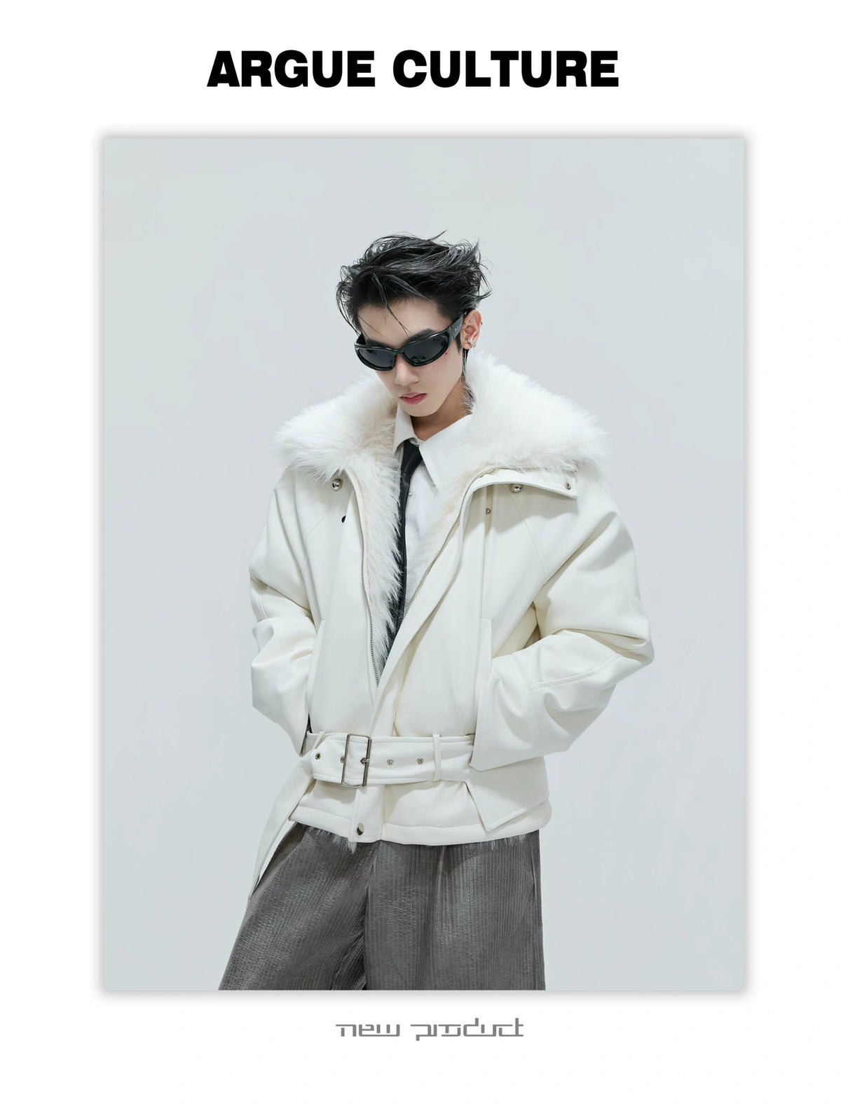 Faux Leather Fur-Collar Short Jacket | Argue Culture - description image 4