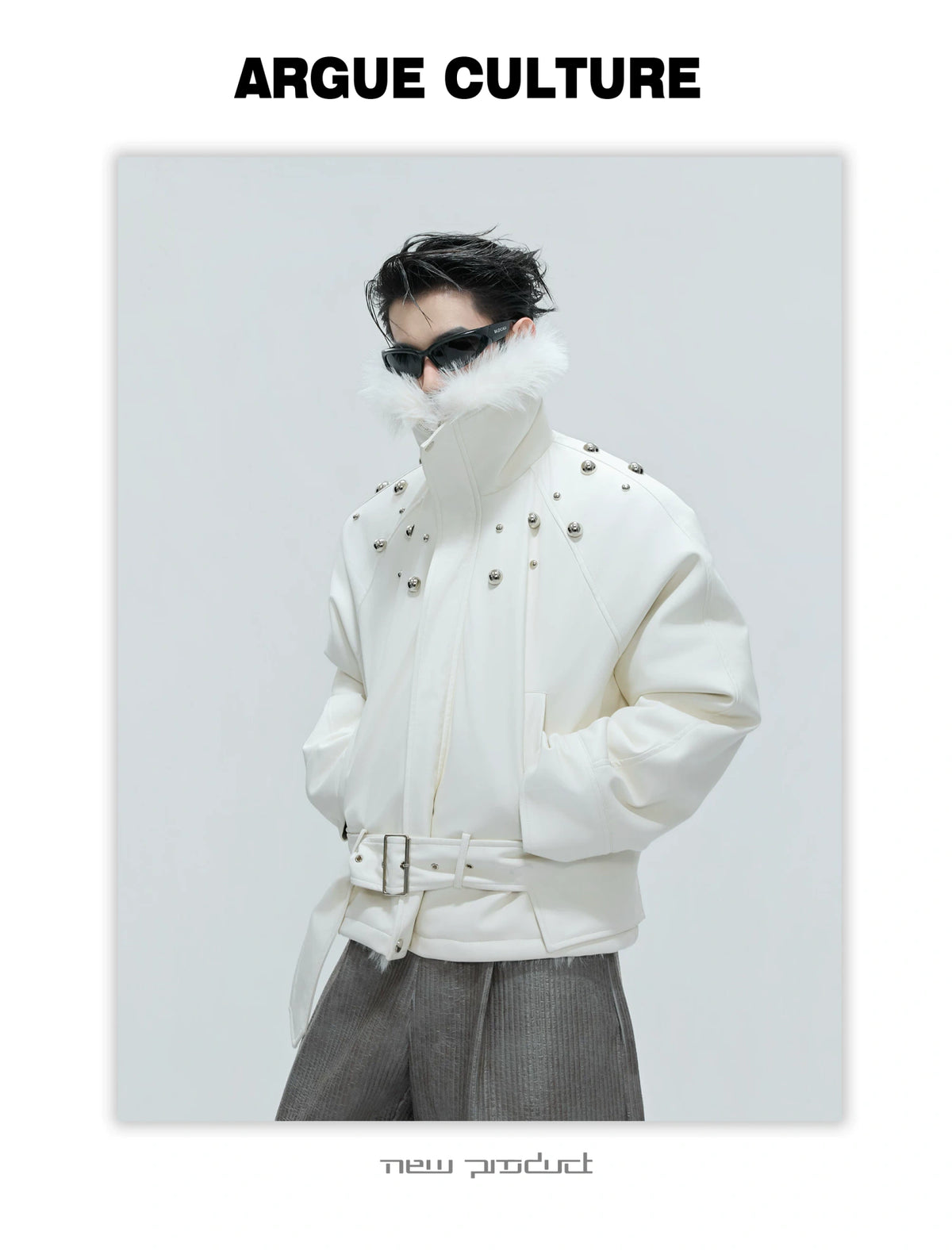 Faux Leather Fur-Collar Short Jacket | Argue Culture - description image 5