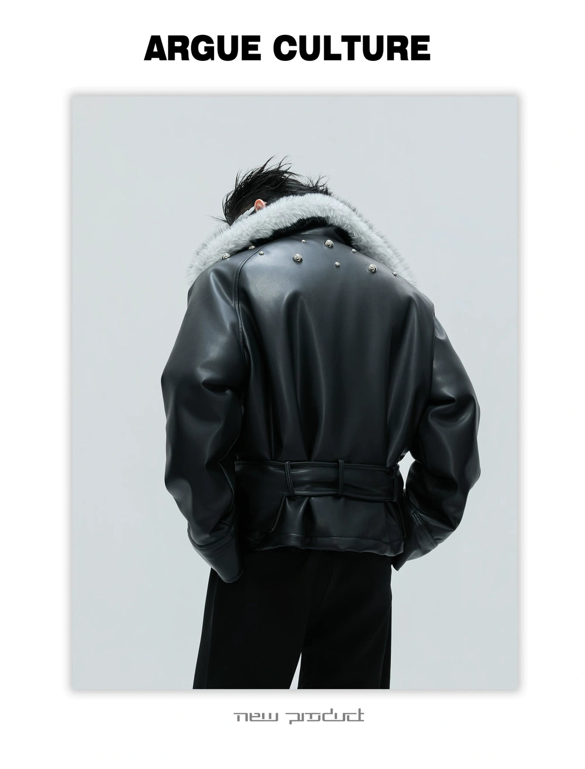 Faux Leather Fur-Collar Short Jacket | Argue Culture - description image 8