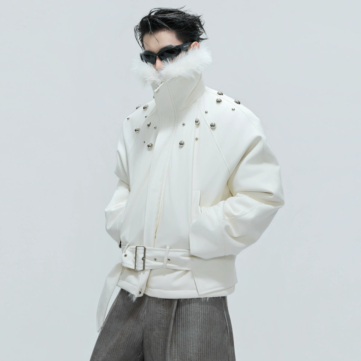 Faux Leather Fur-Collar Short Jacket | Argue Culture - main image 2