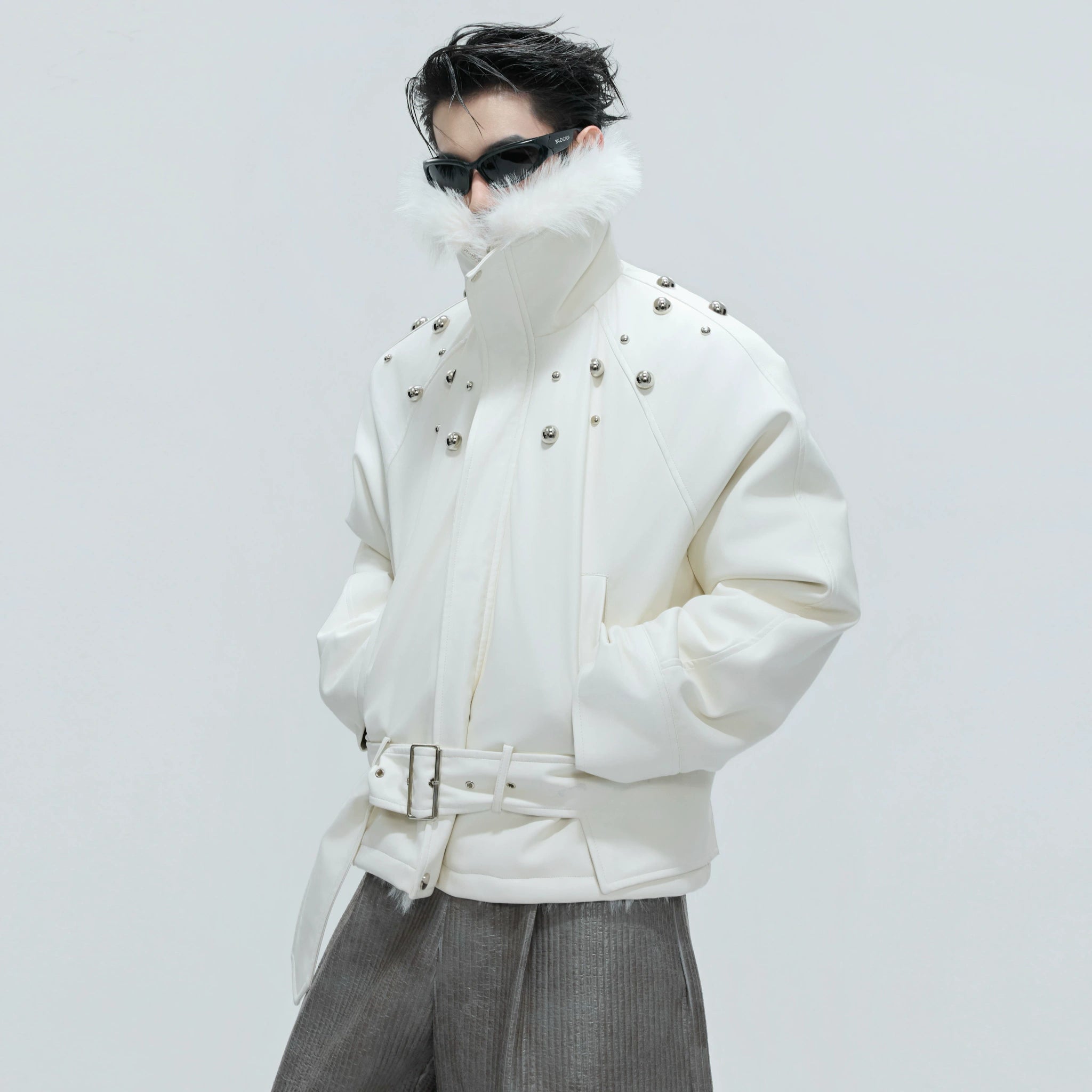 Faux Leather Fur-Collar Short Jacket | Argue Culture - main image 2