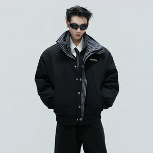 Washed Stripe Faux-Layer Padded Jacket for Unisex - main image 1
