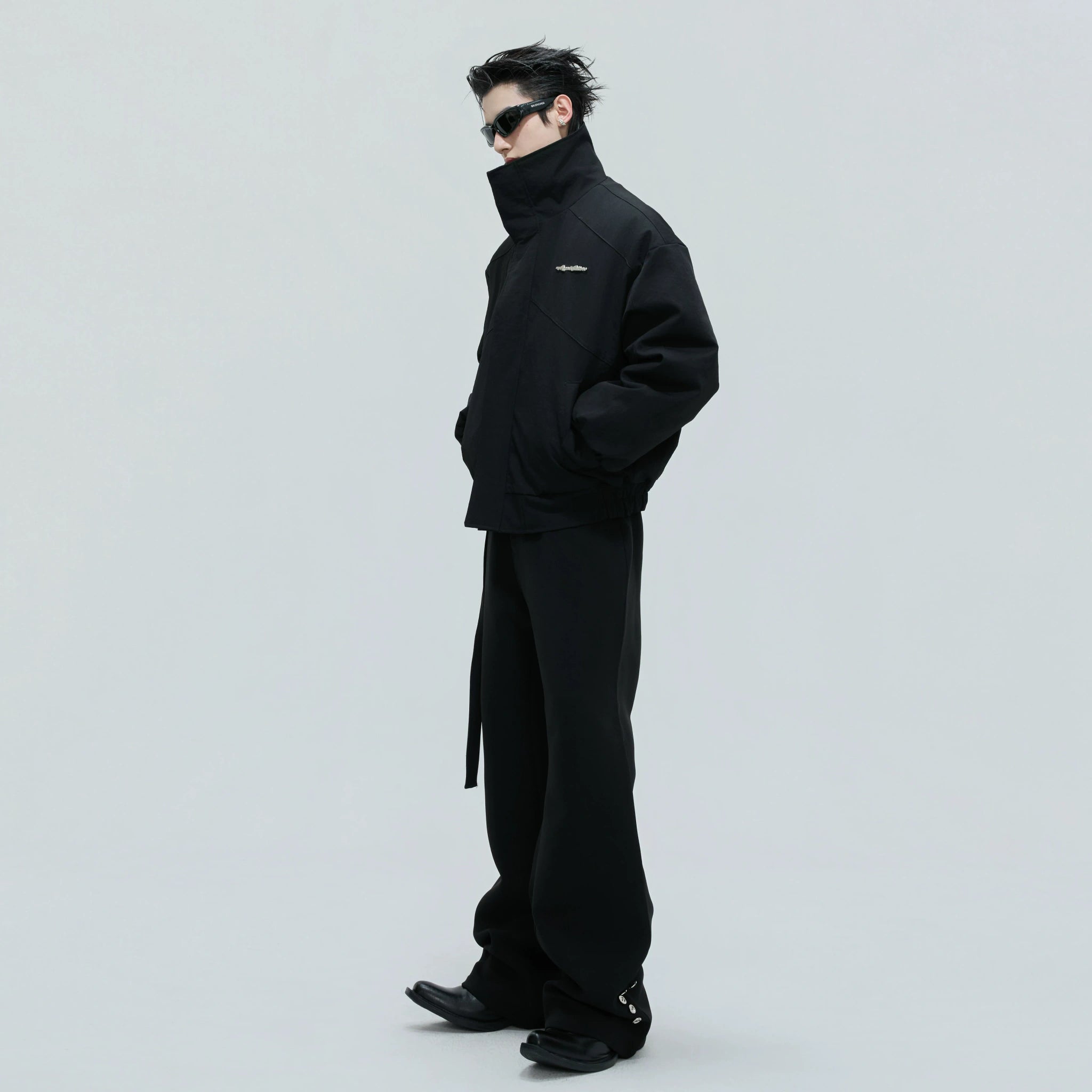 Washed Stripe Faux-Layer Padded Jacket for Unisex - main image 4