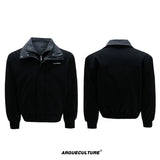 Washed Stripe Faux-Layer Padded Jacket for Unisex - Black Top