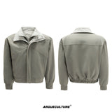 Washed Stripe Faux-Layer Padded Jacket for Unisex - Khaki Top