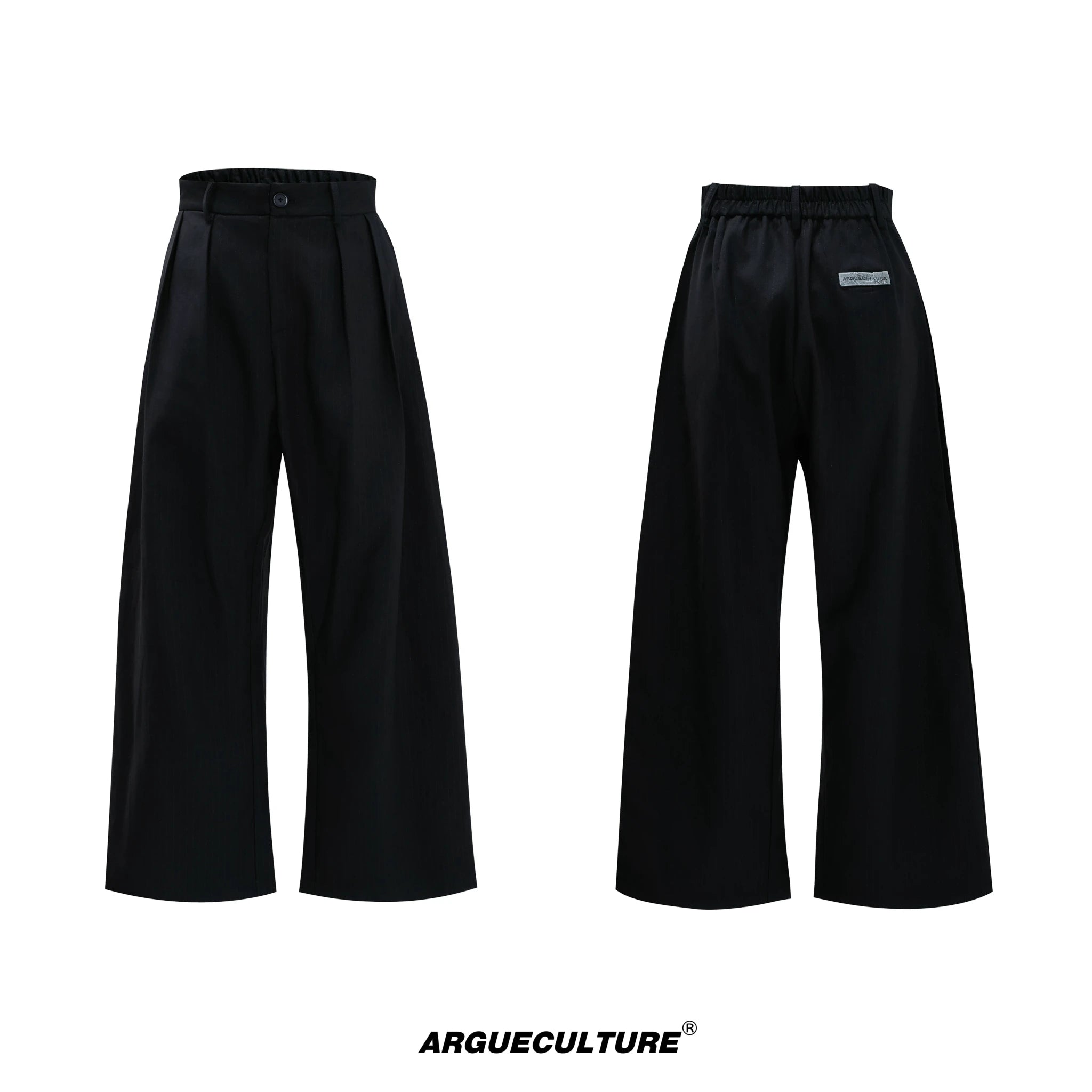 Relaxed Black Cotton Notch-Lapel Suit Set for Streetwear - Black Pants