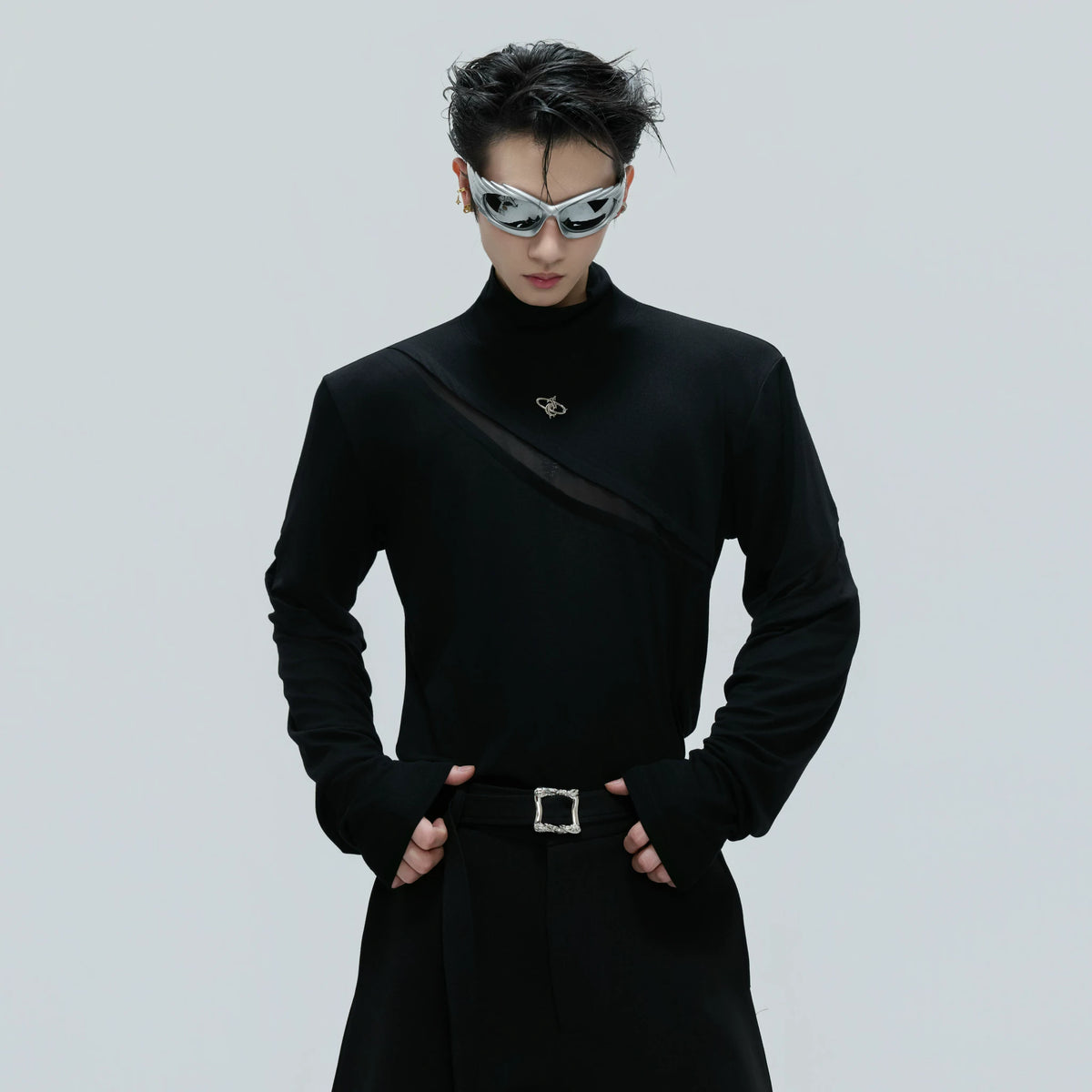 Deconstructed Cotton Turtleneck Base Layer Top - main image 1