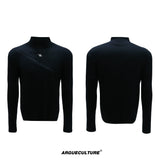 Deconstructed Cotton Turtleneck Base Layer Top - Sculpted Black Top