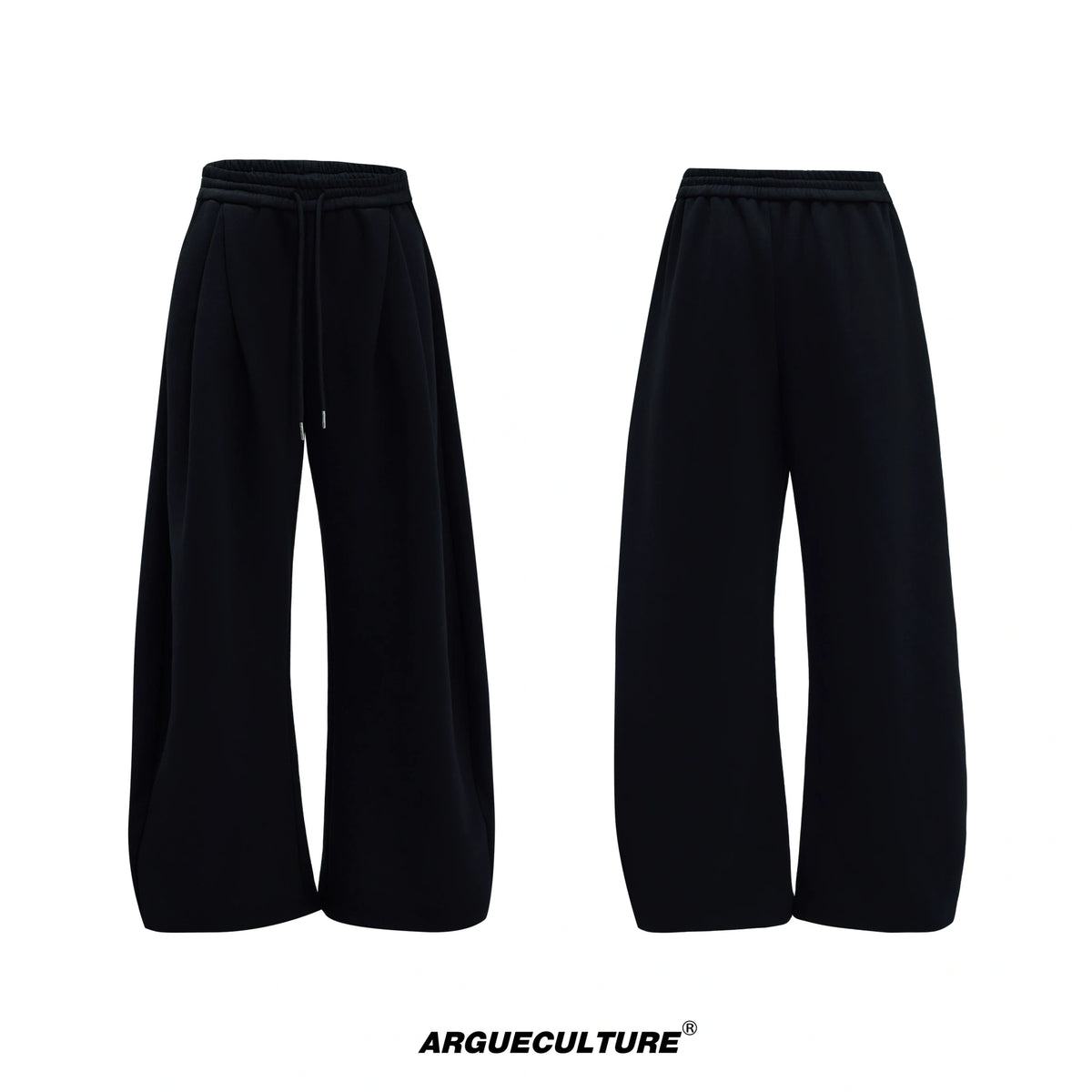 Fur-Collar Hooded Zip Cardigan in Relaxed Cotton - Black Pants