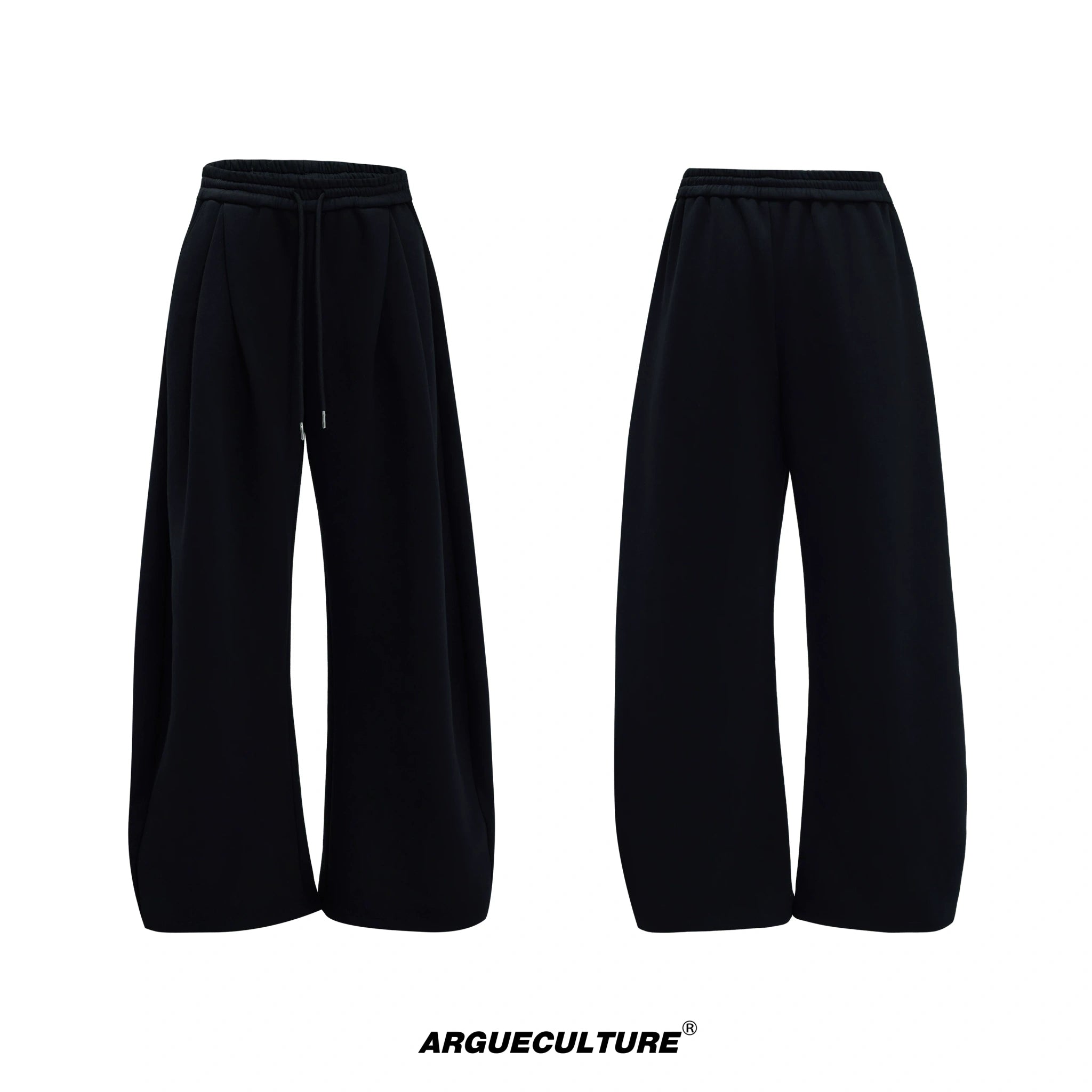 Fur-Collar Hooded Zip Cardigan in Relaxed Cotton - Black Pants