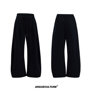 Fur-Collar Hooded Zip Cardigan in Relaxed Cotton - Black Pants