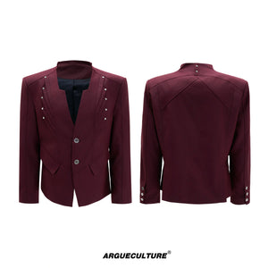 Deconstructed Cotton-Wool Suit Set | Avant-Garde Tailoring - Red Top