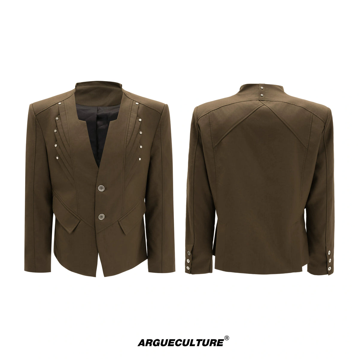 Deconstructed Cotton-Wool Suit Set | Avant-Garde Tailoring - Brown Top