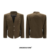 Deconstructed Cotton-Wool Suit Set | Avant-Garde Tailoring - Brown Top